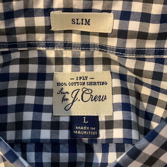 J.Crew navy/black and white checked size large slim fit, long sleeve button down - Picture 4 of 4